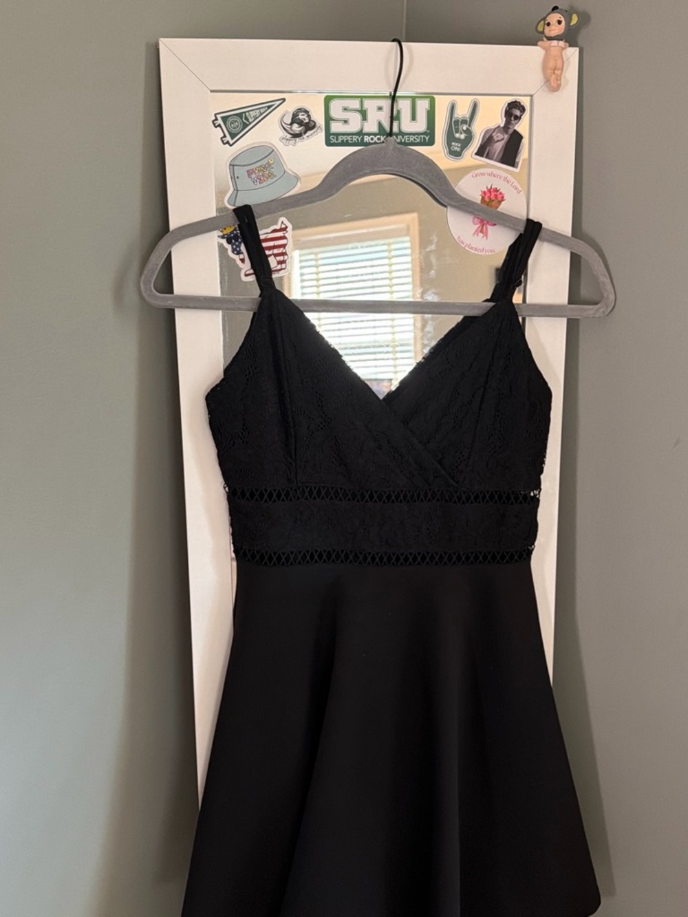 Blue Rain Black Lace-Trim Mini Dress